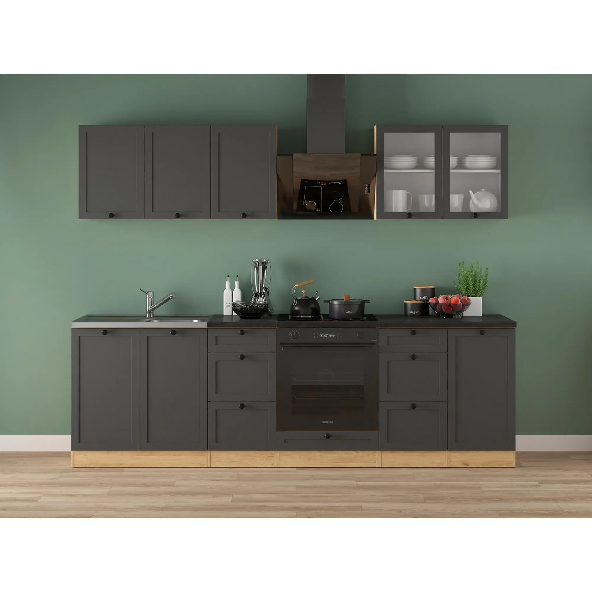 Set bucatarie BERGEN OCN-29881, gri grafit/stejar