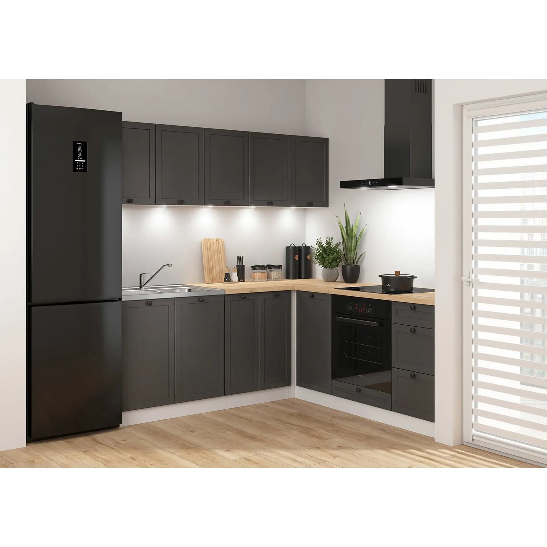 Set bucatarie BERGEN OCN-29888, gri grafit/alb