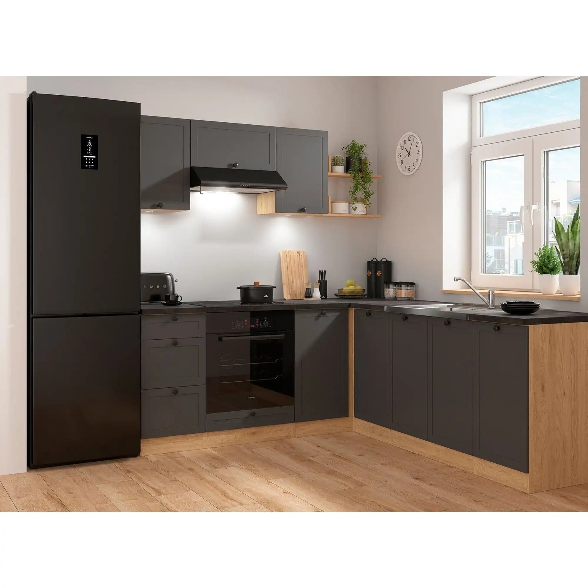 Set bucatarie BERGEN OCN-29899, gri grafit/stejar