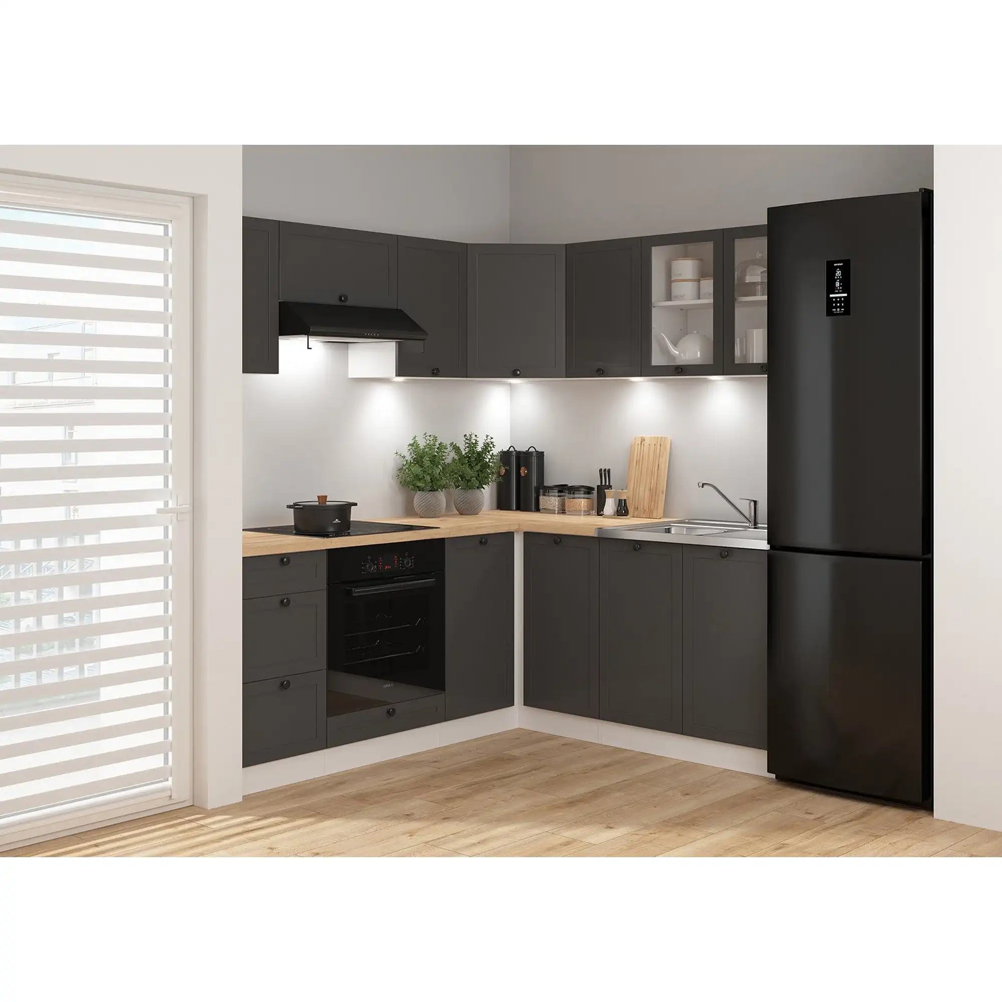 Set bucatarie BERGEN OCN-29905, gri grafit/alb