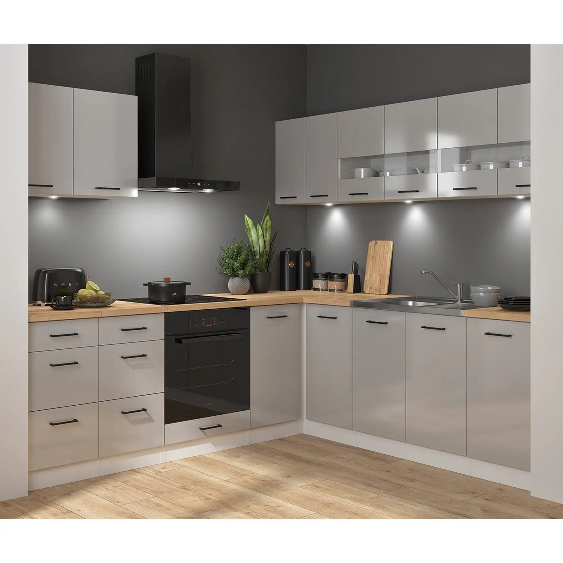 Set bucatarie BERGEN OCN-29914, gri deschis/alb