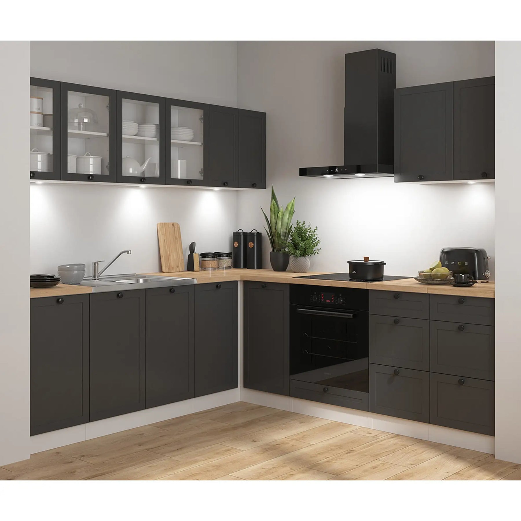 Set bucatarie BERGEN OCN-29916, gri grafit/alb