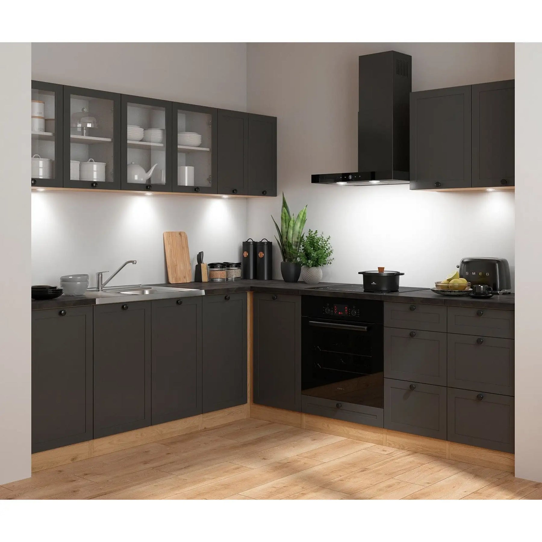 Set bucatarie BERGEN OCN-29918, gri grafit/stejar