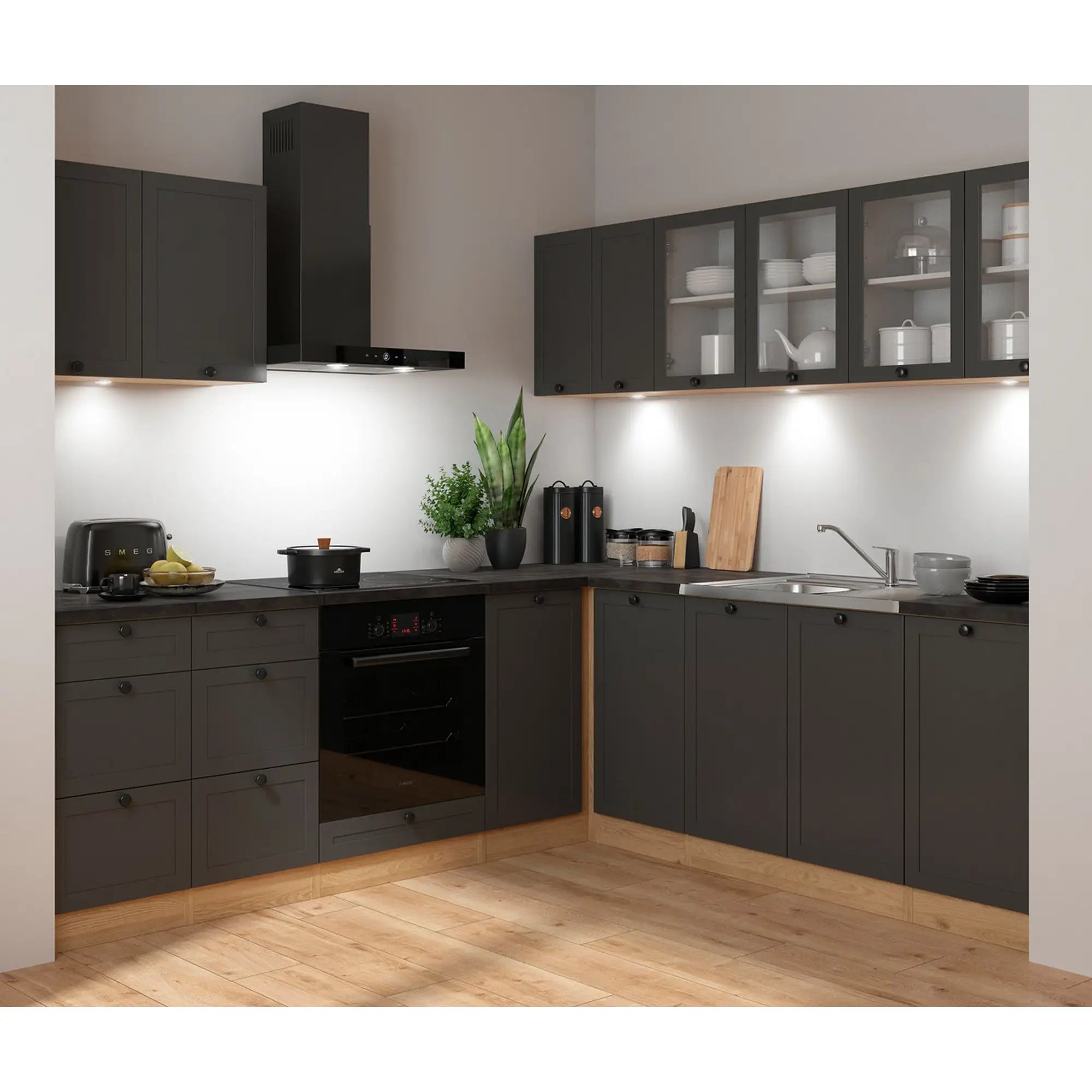 Set bucatarie BERGEN OCN-29918, gri grafit/stejar