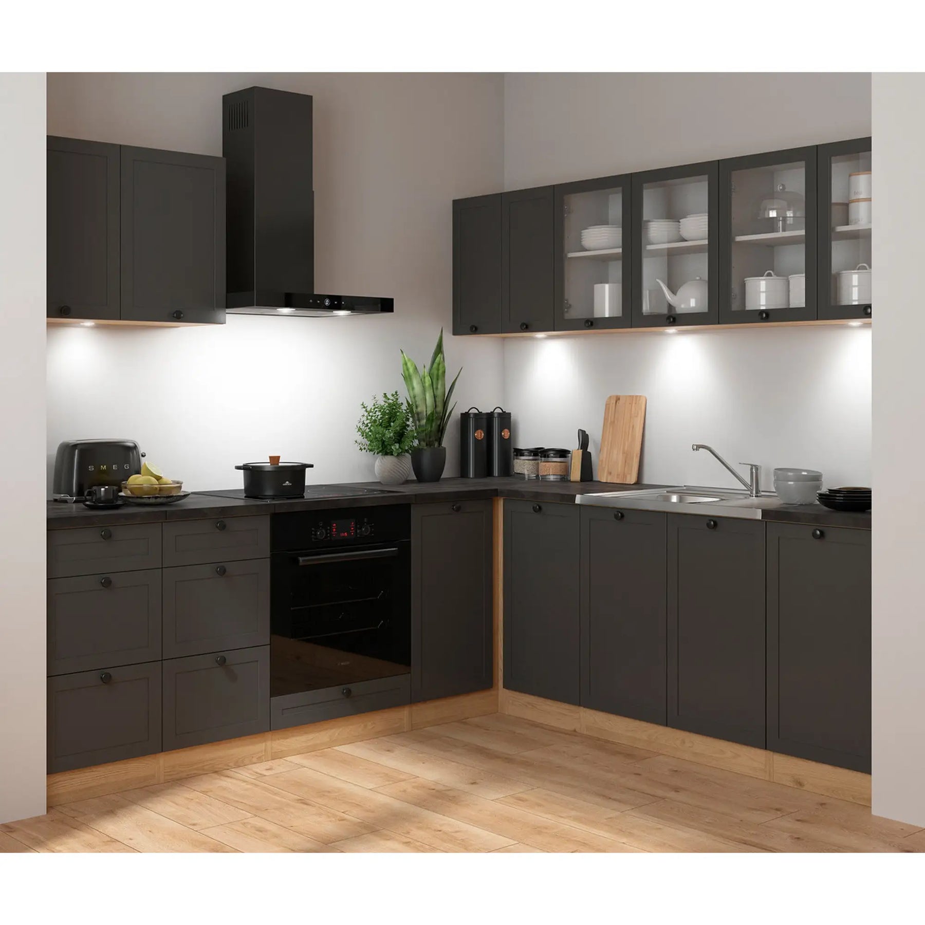 Set bucatarie BERGEN OCN-29918, gri grafit/stejar