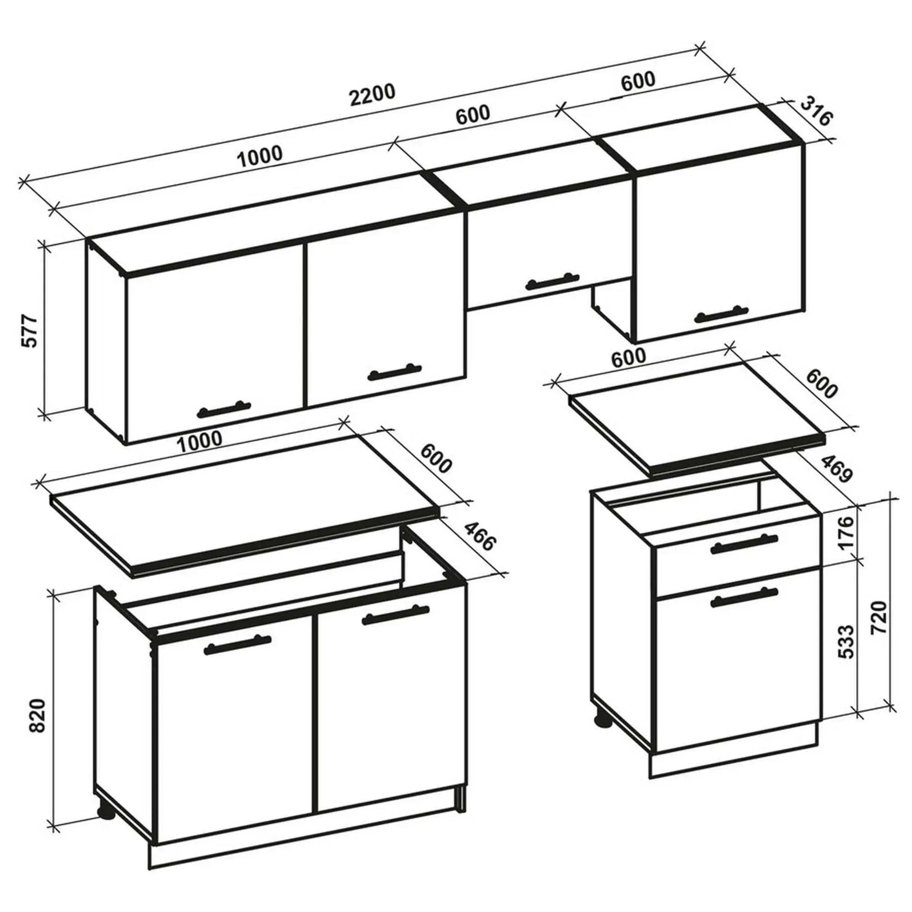 Set bucatarie HOUSTON OCN-38189, alb/stejar deschis/stejar