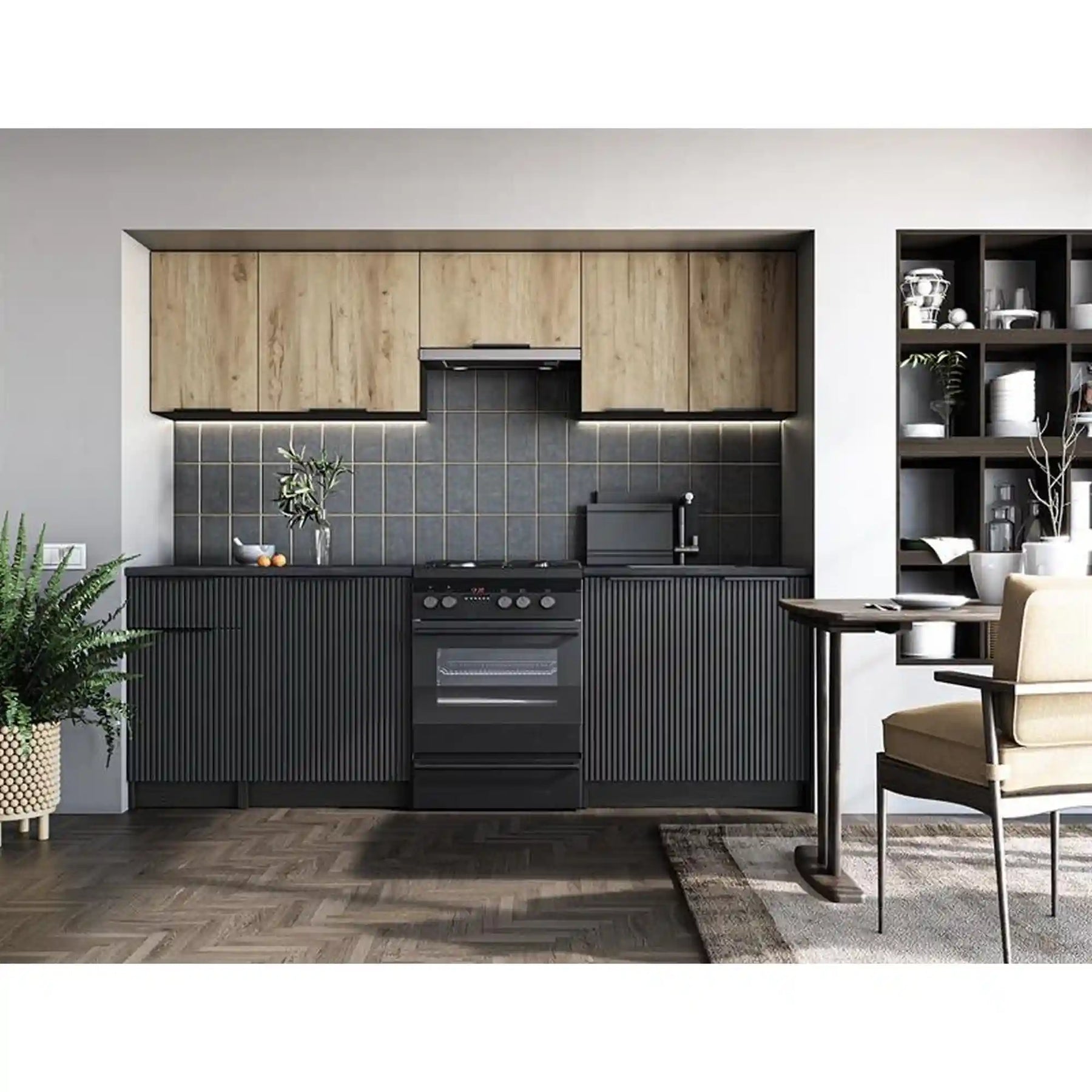 Set bucatarie HOUSTON OCN-38192, stejar artisan/negru