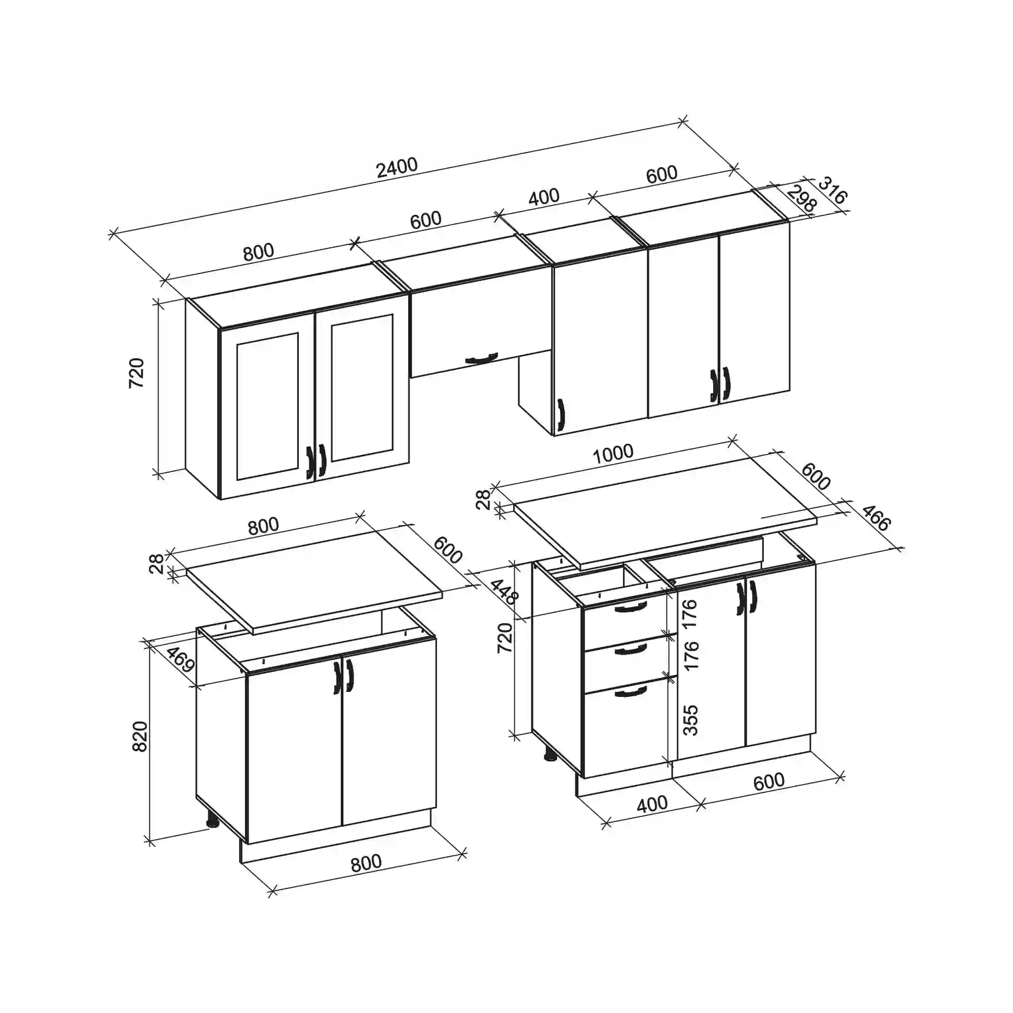 Set bucatarie HOUSTON OCN-38194, gri/stejar sonoma