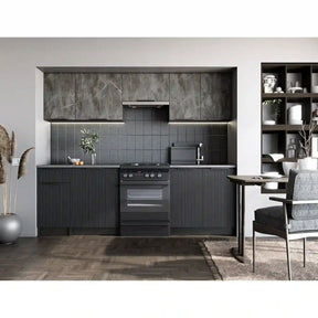 Set bucătărie modernă negru/gri într-un living elegant – primabucata