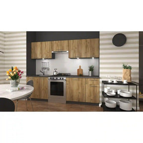 Set bucătărie stejar craft/gri într-un interior modern – primabucata