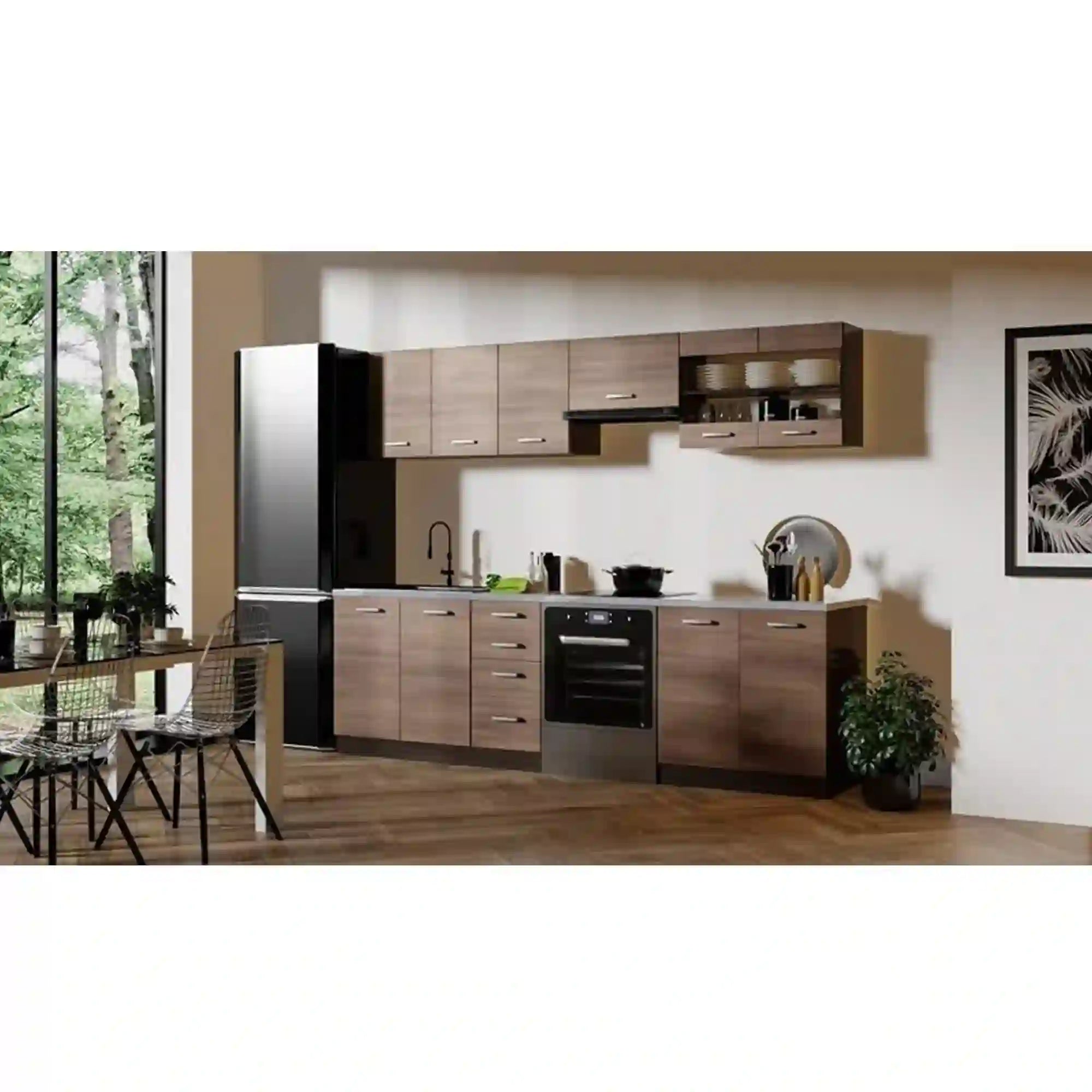 Set bucatarie HOUSTON OCN-38202, stejar inchis/granit