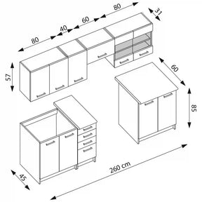 Set bucatarie HOUSTON OCN-38202, stejar inchis/granit