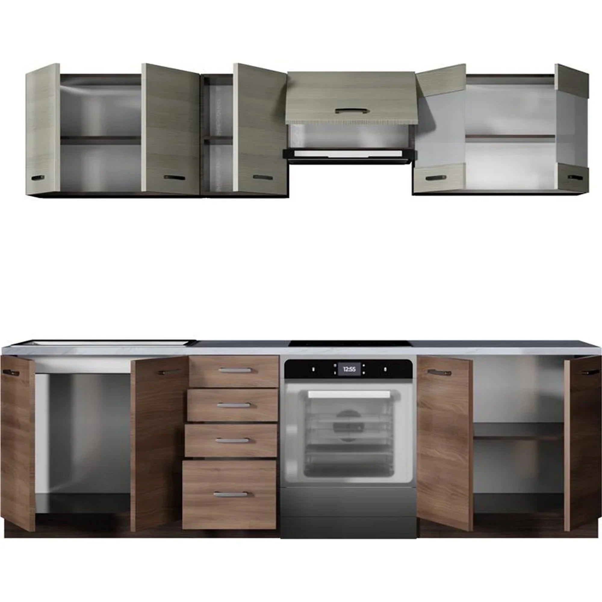 Set bucatarie HOUSTON OCN-38205, stejar navara/wenge/gri grafit