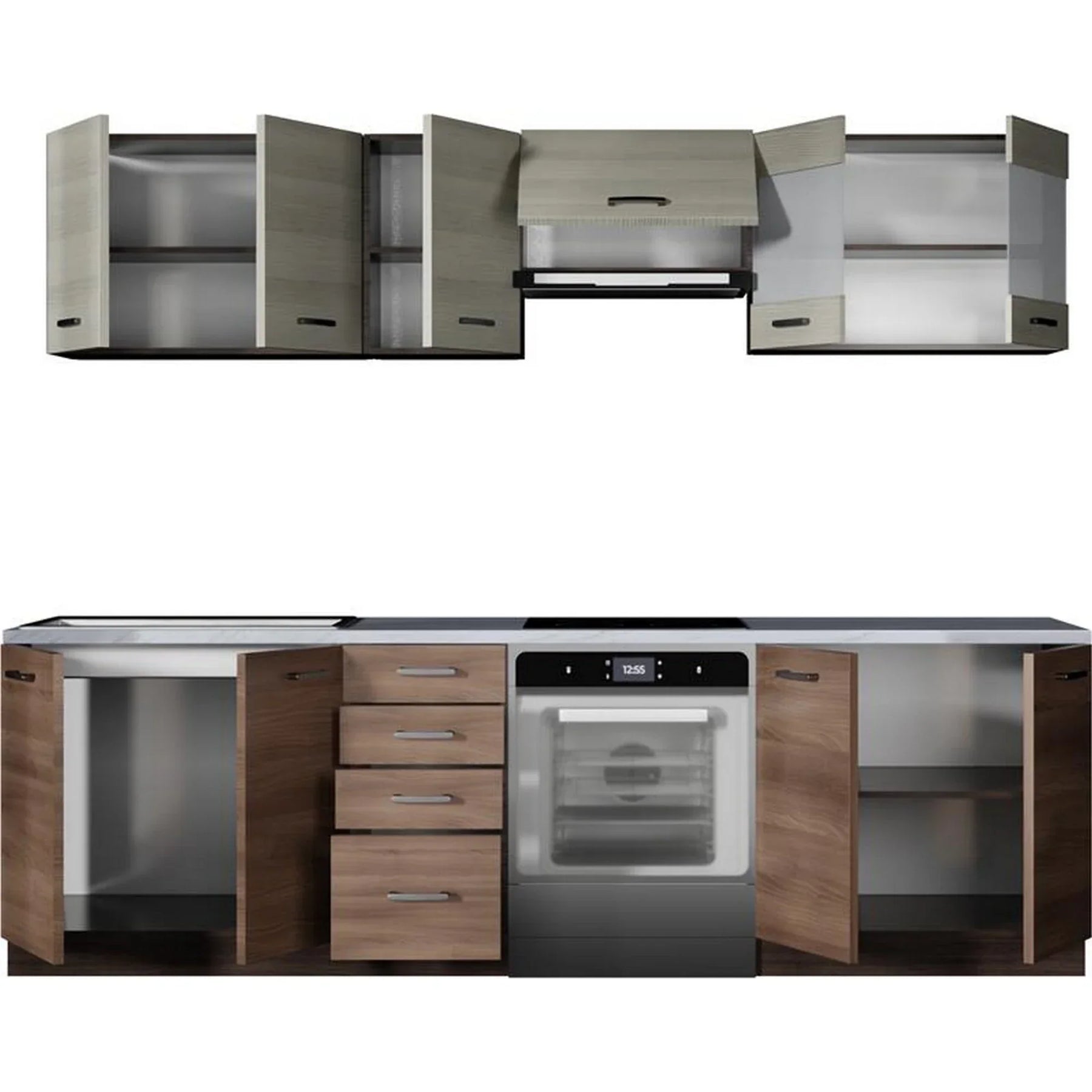 Set bucatarie HOUSTON OCN-38205, stejar navara/wenge/gri grafit