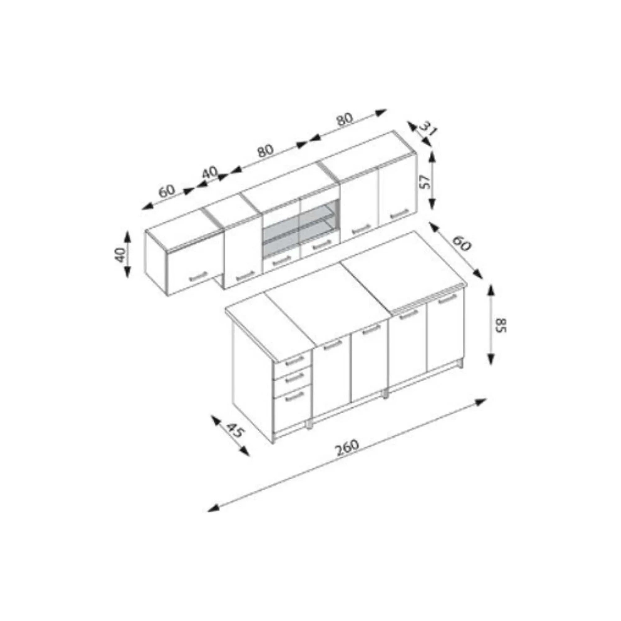 Set bucatarie HOUSTON OCN-38210, stejar artisan/gri inchis/stejar wotan