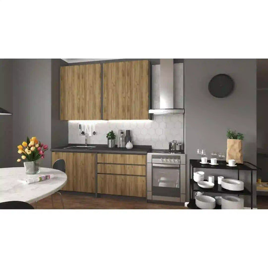 Set bucatarie HOUSTON OCN-38212, stejar craft/negru gri antracit