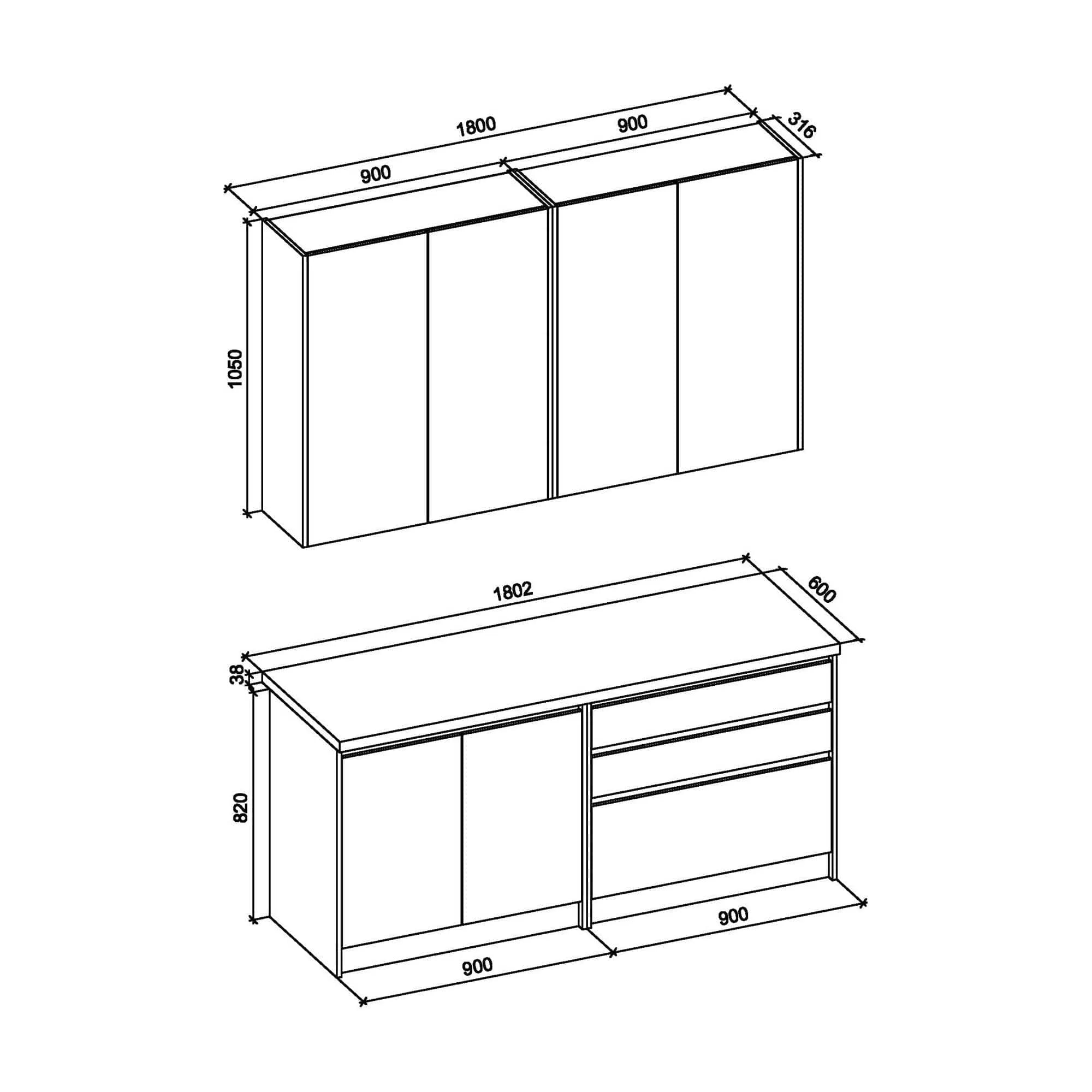 Set bucatarie HOUSTON OCN-38212, stejar craft/negru gri antracit