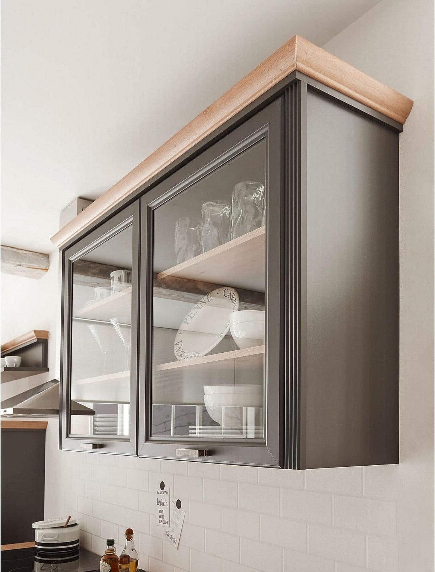 Set bucatarie JASMIN, gri grafit/stejar artisan, PAL, 344 cm