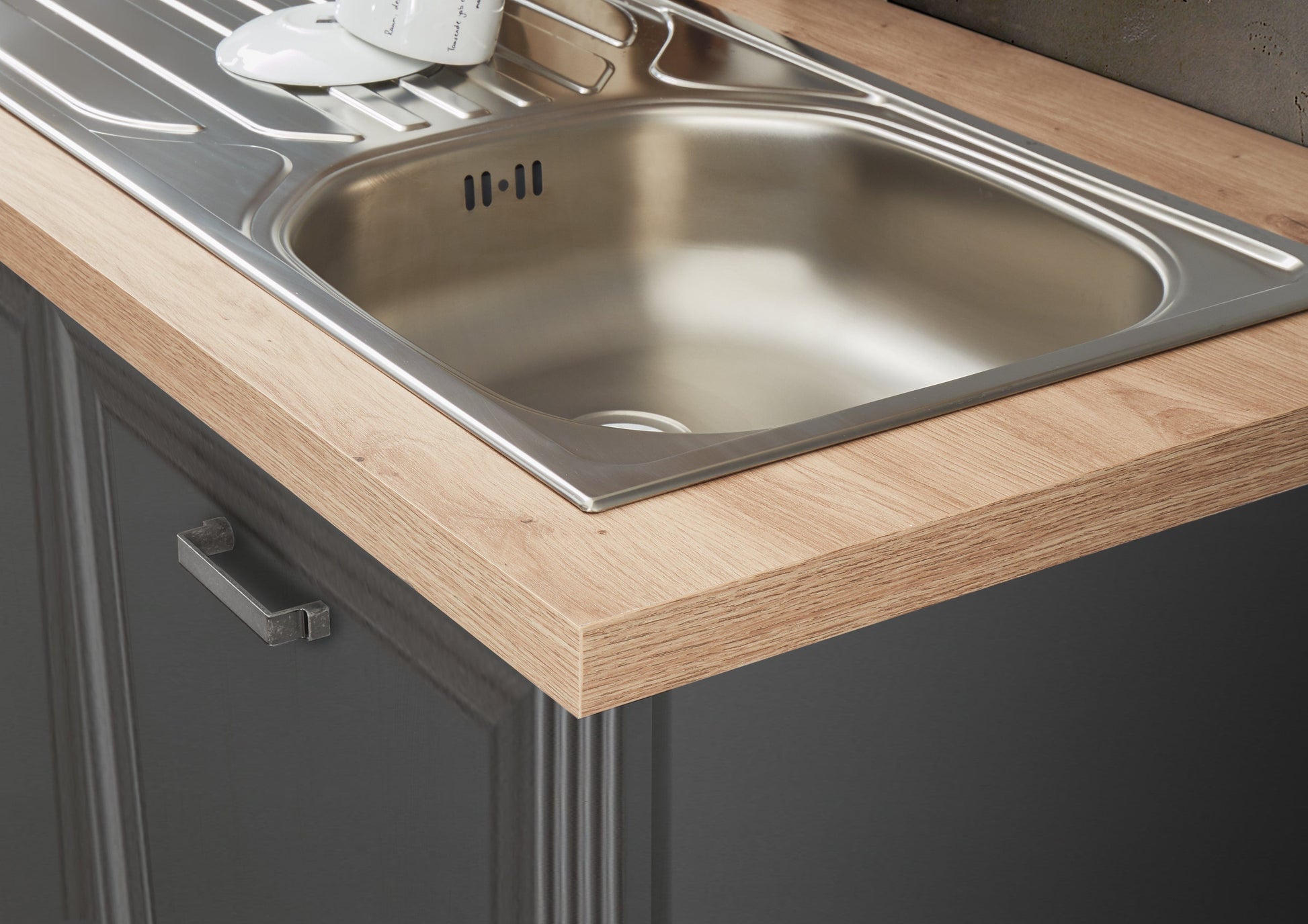 Set bucatarie JASMIN, gri grafit/stejar artisan, PAL, 230 cm