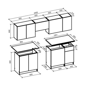 Set bucatarie TATIANA, MDF, casmir/stejar sonoma, 240 cm
