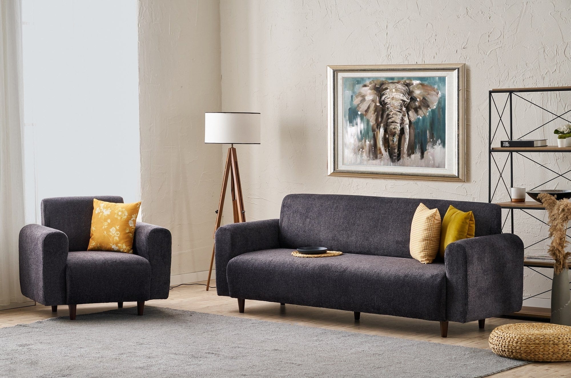 Set canapea si fotoliu AMSTERDAM OCN-32393, gri antracit