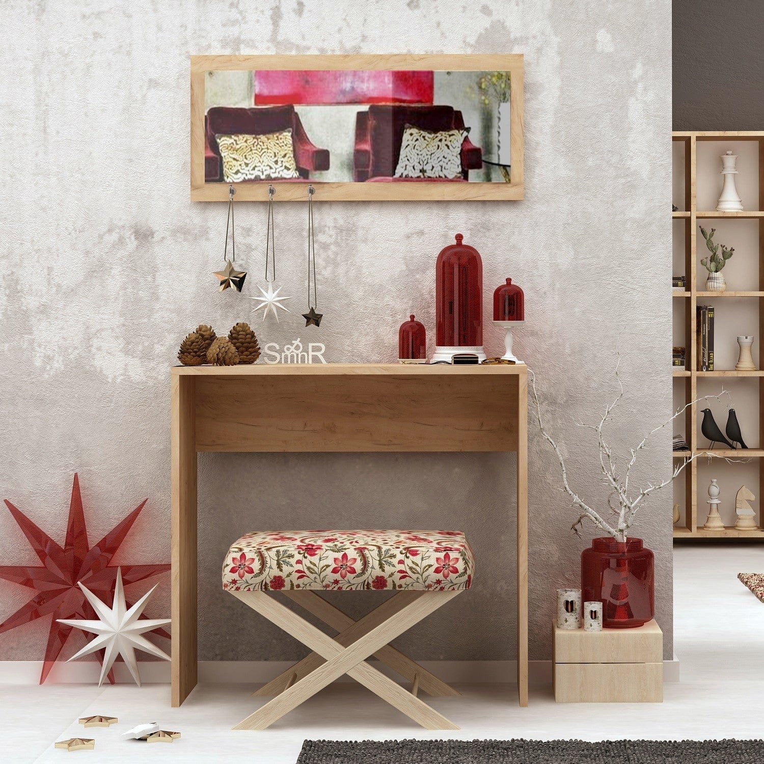 Set consola si oglinda AMSTERDAM OCN-33935, stejar