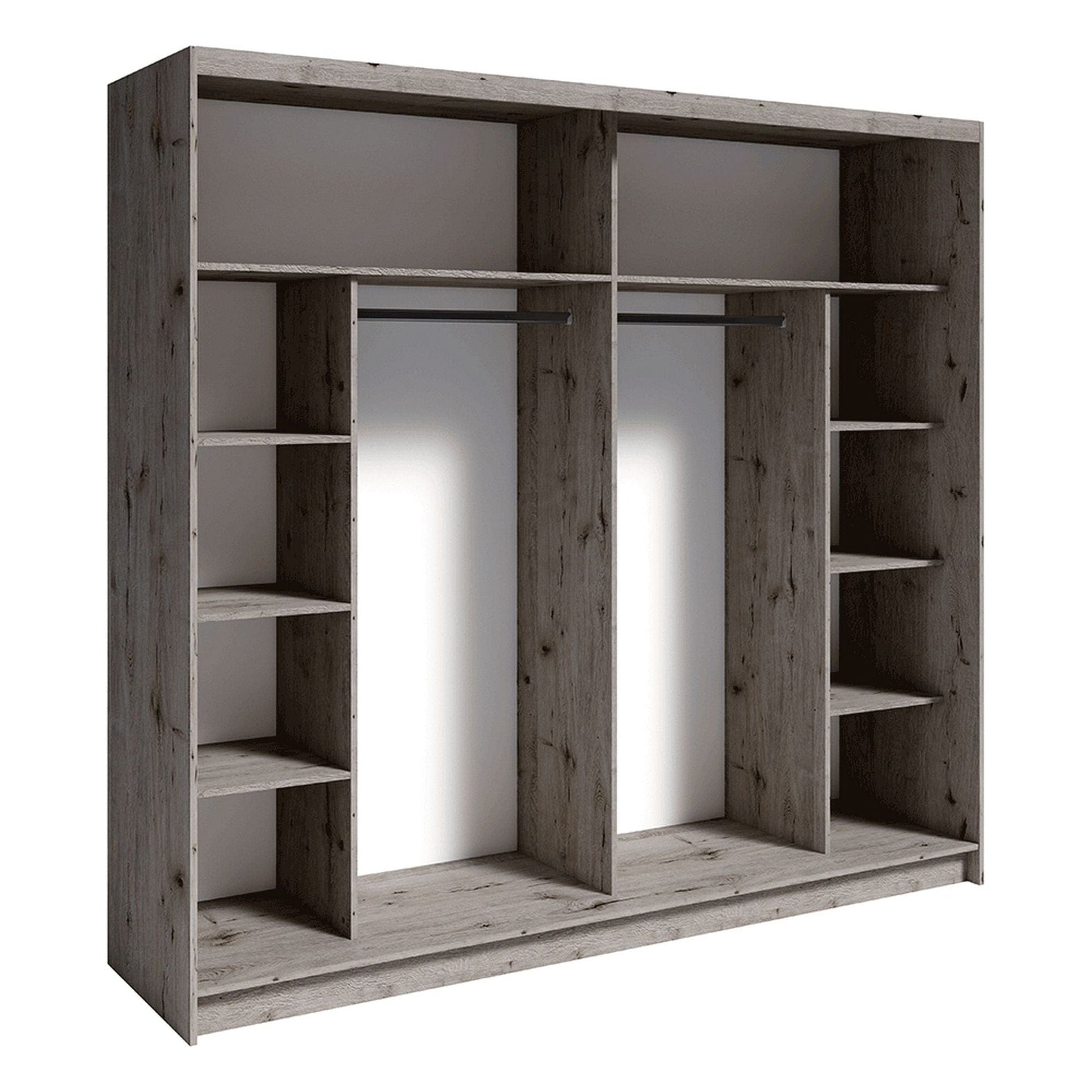 Set dormitor TOGOS, stejar wellington, DTD laminat/metal, cu pat 160x200, dulap cu 2 usi, cu 2 noptiere