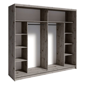 Set dormitor TOGOS, stejar wellington, DTD laminat/metal, cu pat 160x200, dulap cu 2 usi, cu 2 noptiere