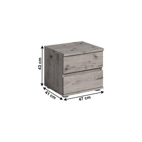 Set dormitor TOGOS, stejar wellington, DTD laminat/metal, cu pat 160x200, dulap cu 2 usi, cu 2 noptiere