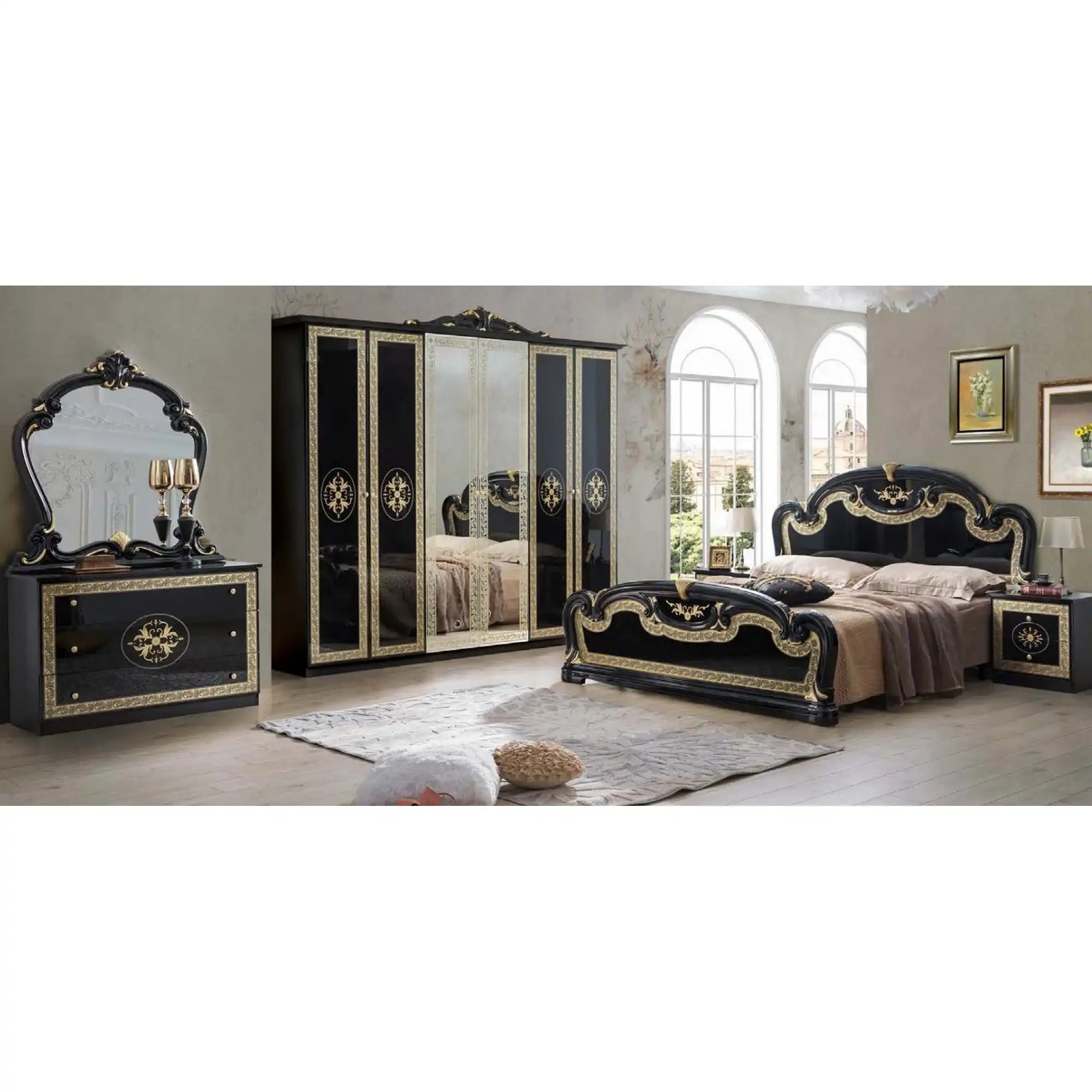 Set dormitor BARCELONA OCN-27471, negru/auriu