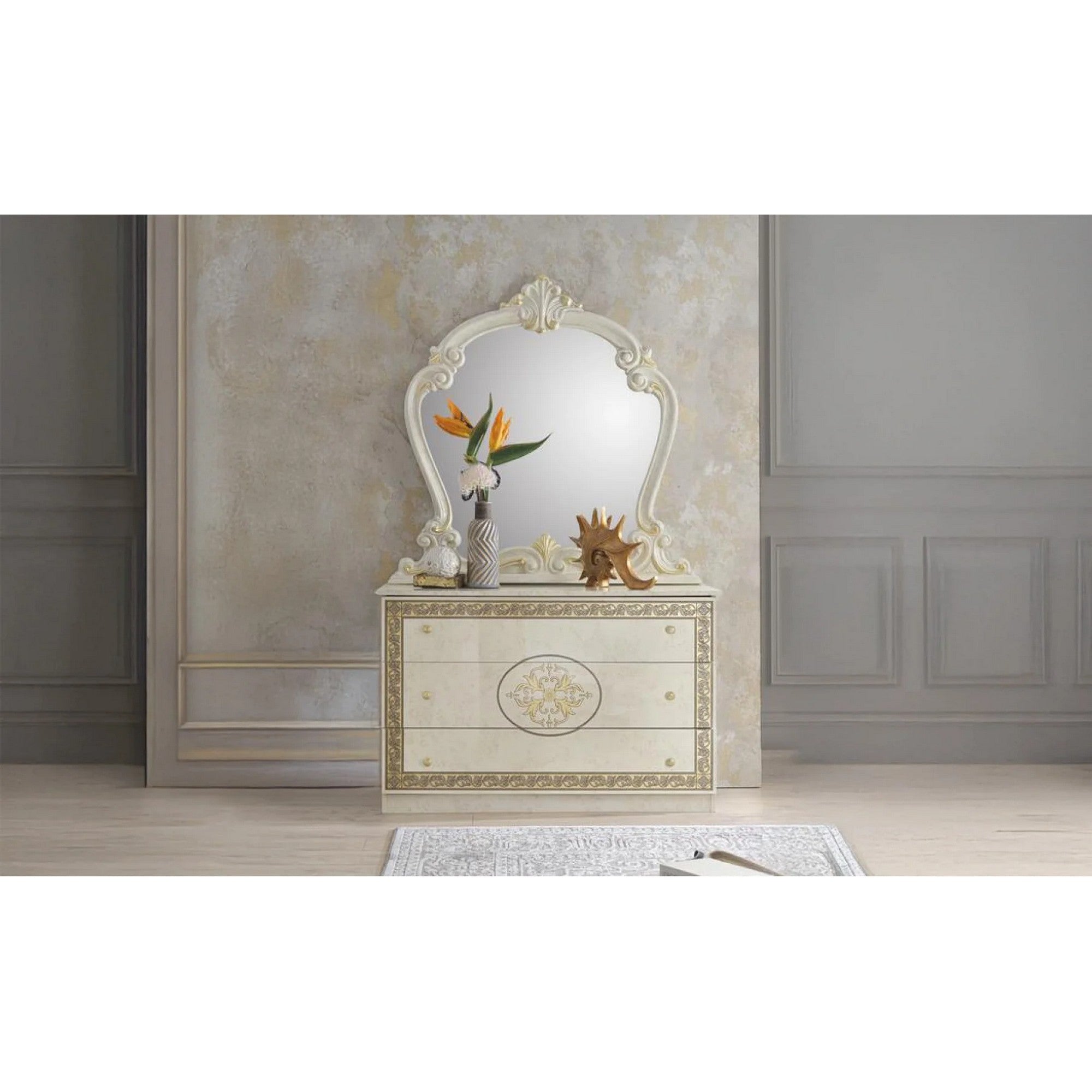 Set dormitor BARCELONA OCN-28648, alb/auriu