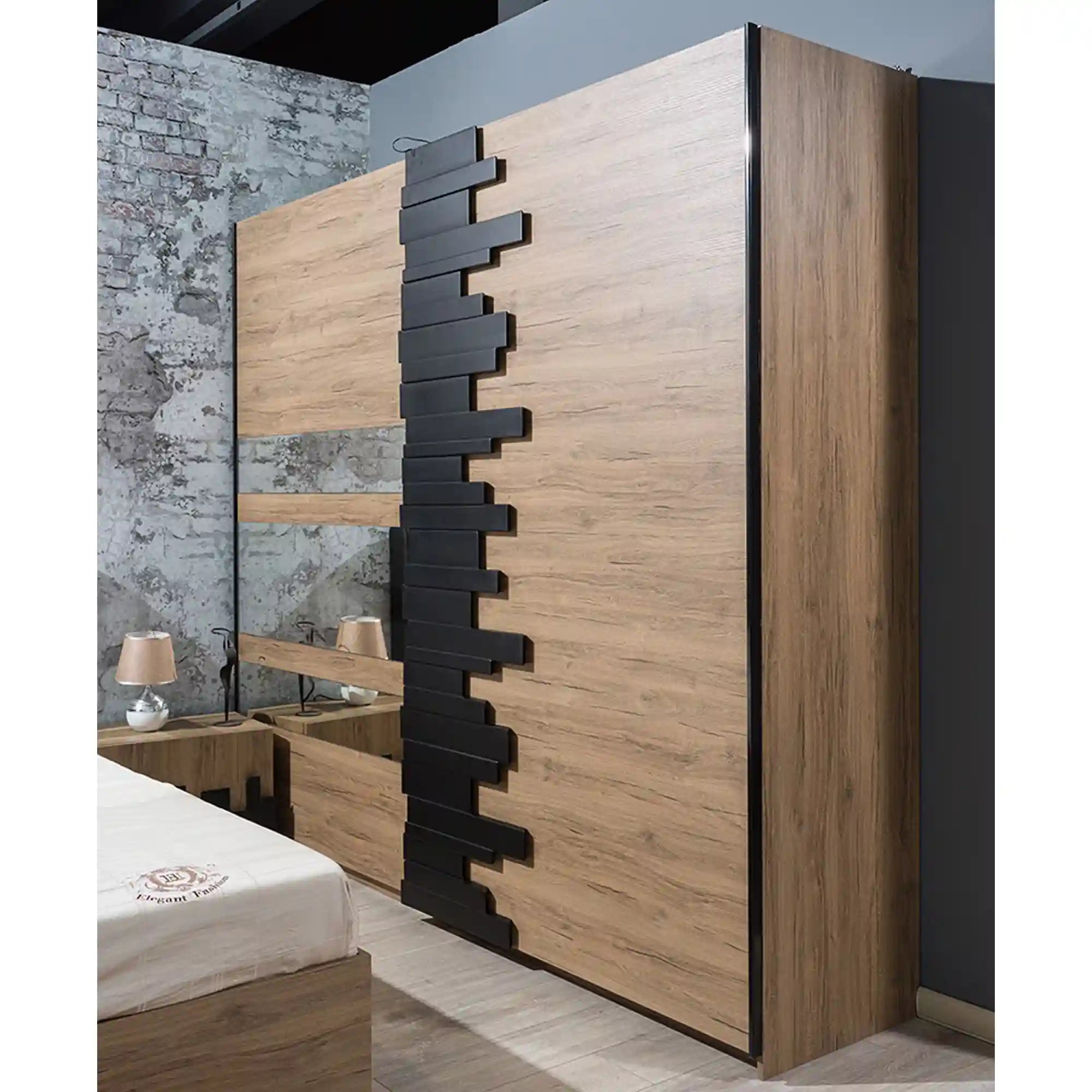 Set dormitor BARCELONA OCN-28649, negru/stejar