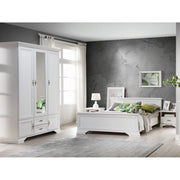 Set dormitor IDENTO 2, alb, cu pat 160x200, dulap cu 5 usi si 2 sertare, si 2 noptiere