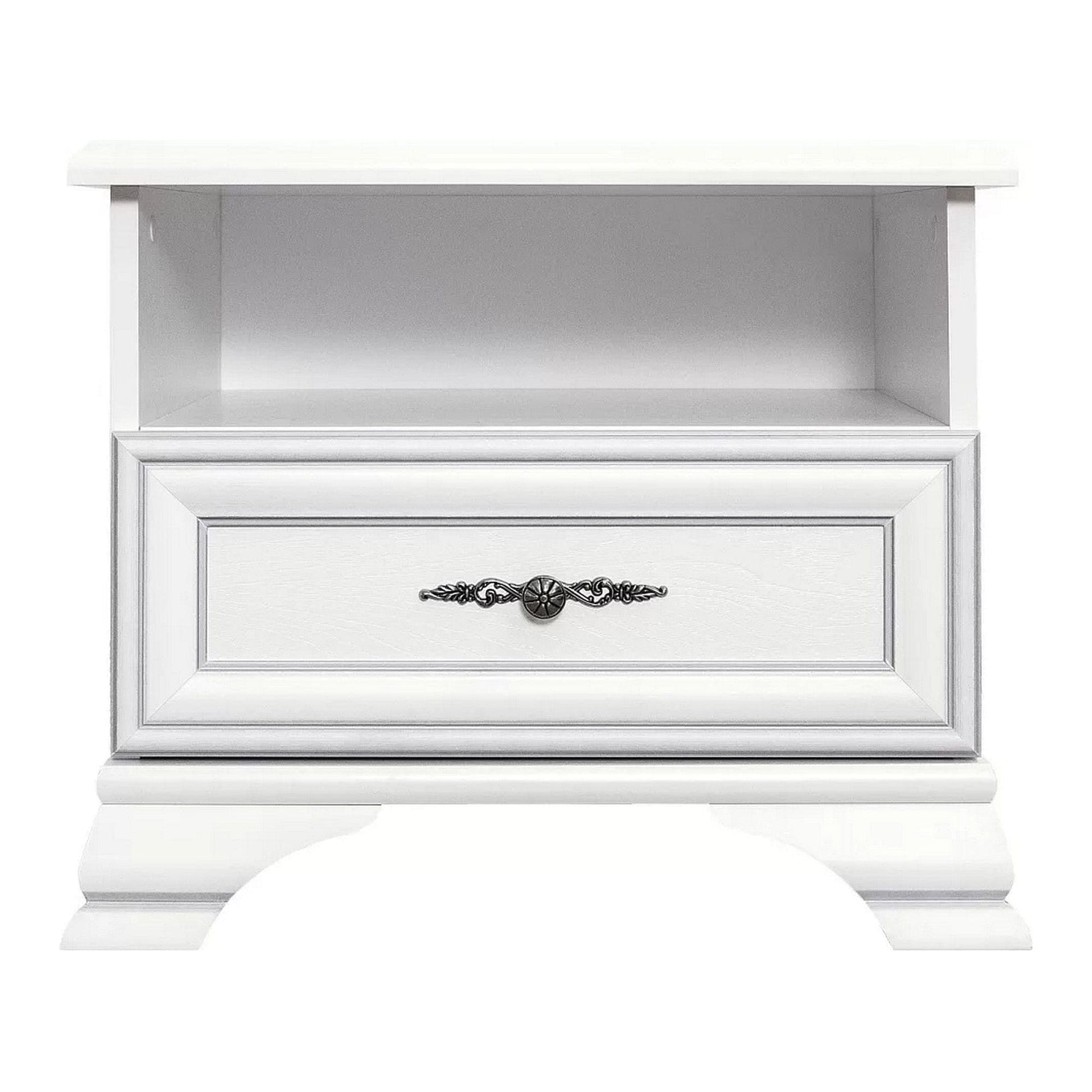 Set dormitor IDENTO 2, alb, cu pat 160x200, dulap cu 5 usi si 2 sertare, si 2 noptiere