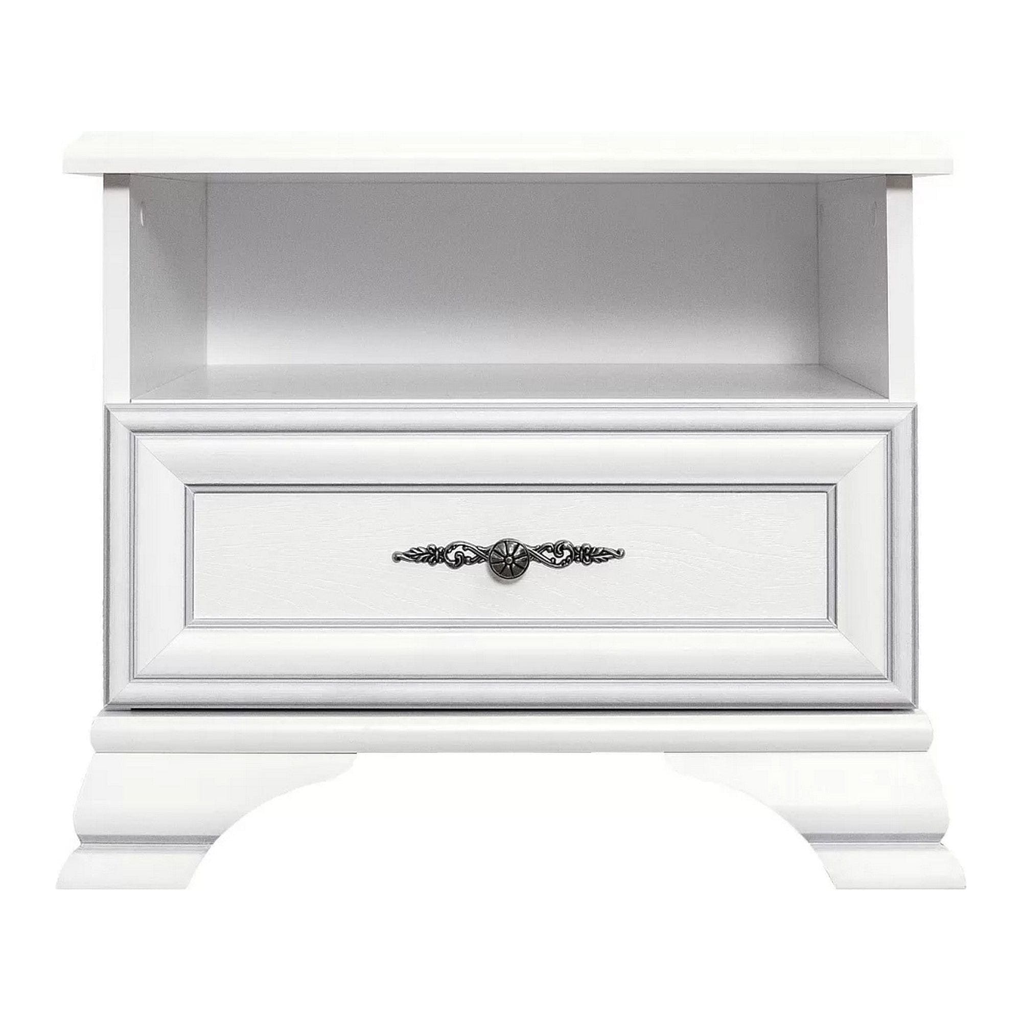 Set dormitor IDENTO 2, alb, cu pat 160x200, dulap cu 5 usi si 2 sertare, si 2 noptiere