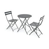Set gradina LIVORNO, negru, metal, cu masa si 2 scaune pliante