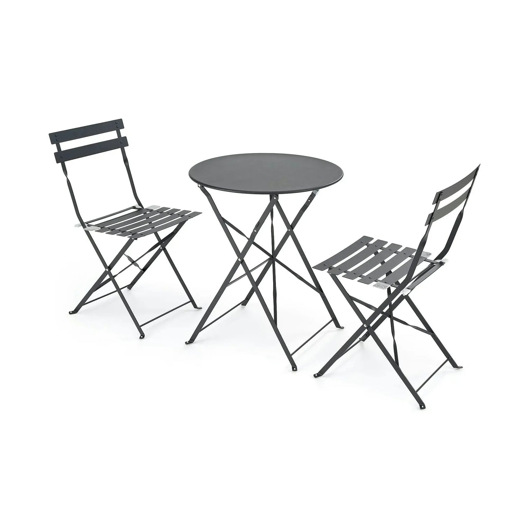 Set gradina LIVORNO, negru, metal, cu masa si 2 scaune pliante