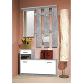 Mobilier hol VERA, alb/gri beton, PAL melaminat, 100x25x191 cm