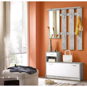 Mobilier hol VERA, alb/gri beton, PAL melaminat, 100x25x191 cm