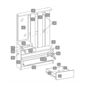 Mobilier hol VERA, alb/gri beton, PAL melaminat, 100x25x191 cm