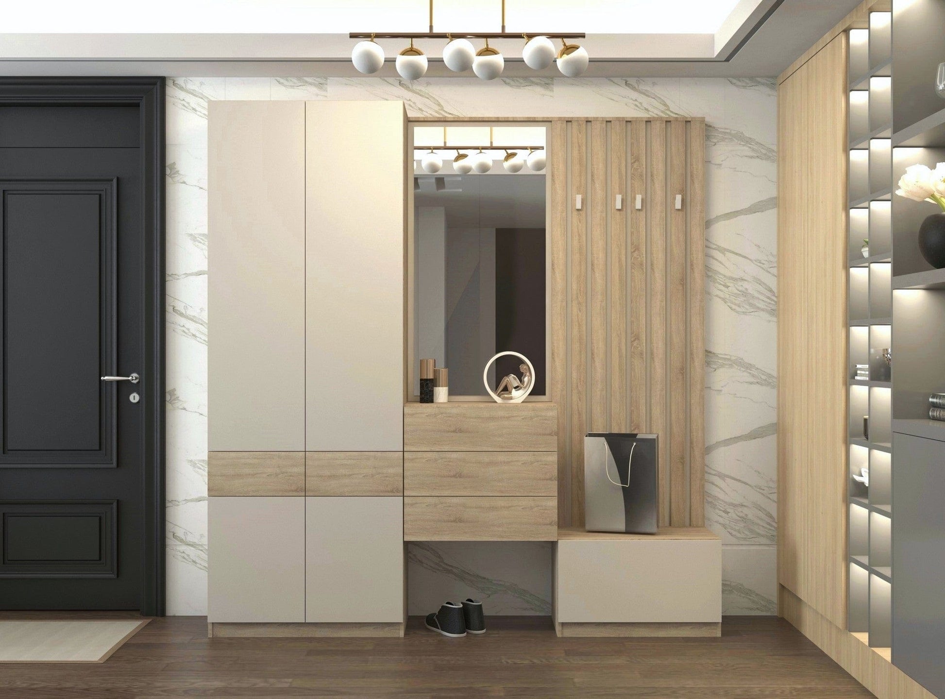 Mobilier hol VERTO, stejar sonoma/casmir, PAL, 210x38x220 cm