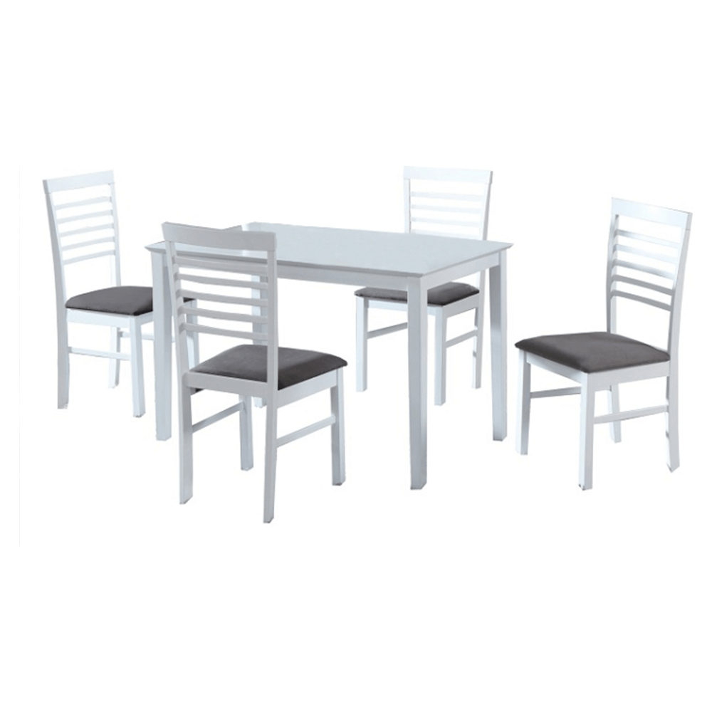 Set de bucătărie, MDF alb/textil gri, BRISBO 1+4