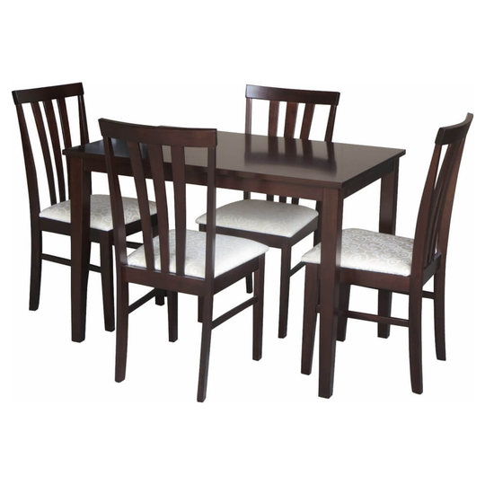 Set dining, wenge/material textil crem, LESLIE NEW 1+4