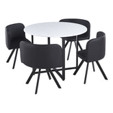 Set masa cu 4 scaune BEVAN NEW, negru/alb