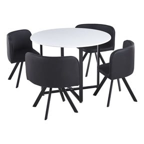 Set masa cu 4 scaune BEVAN NEW, negru/alb