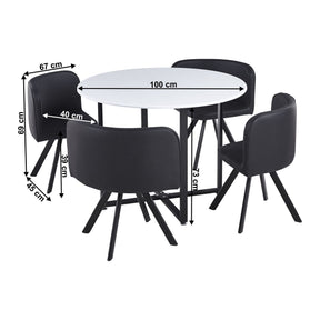 Set masa cu 4 scaune BEVAN NEW, negru/alb