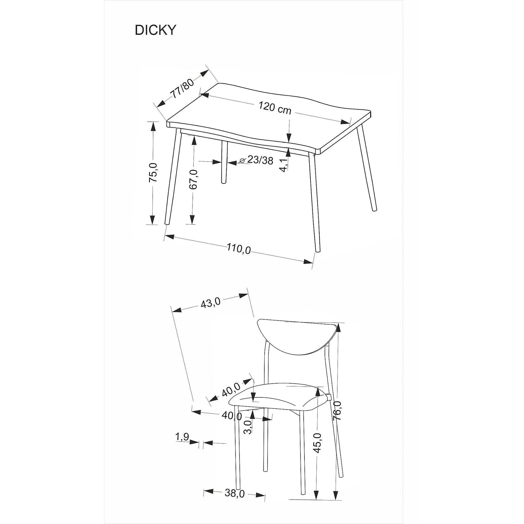 Set masa cu 4 scaune DICKY
