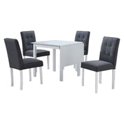 Set masa extensibila cu 4 scaune BJORK NEW, alb/gri inchis, stofa clasica/lemn