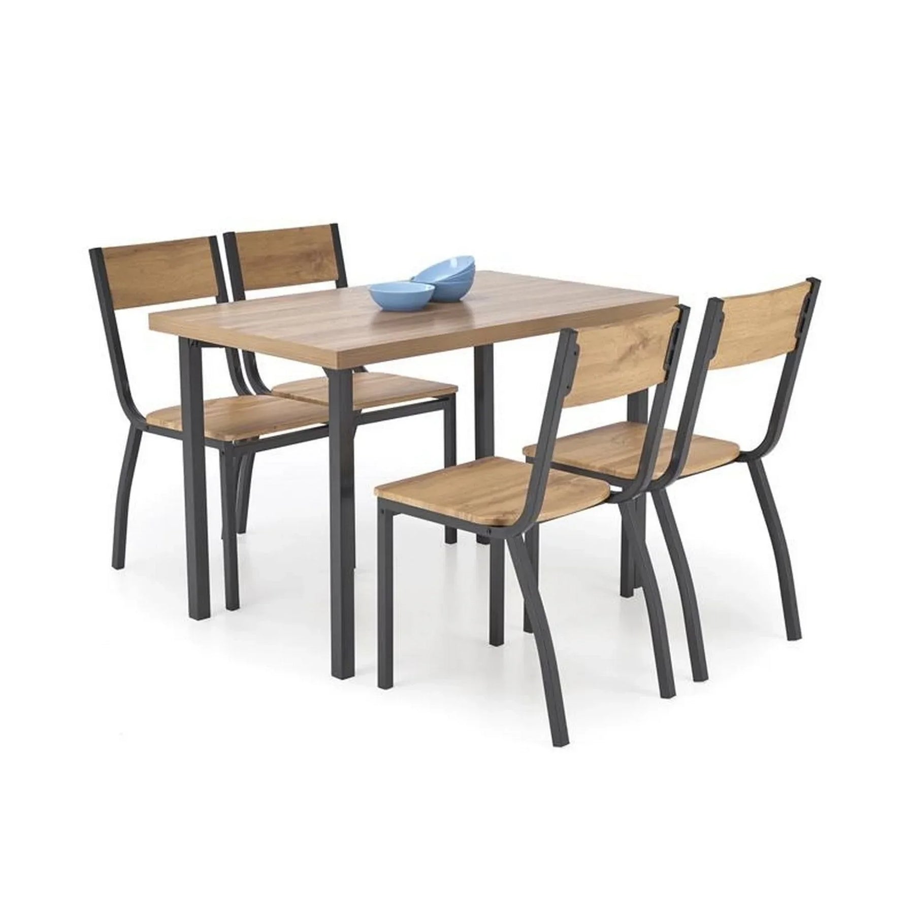 Set masa si 4 scaune HOUSTON OCN-35874, stejar/negru