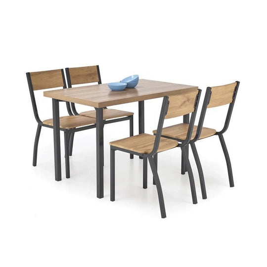 Set masa si 4 scaune HOUSTON OCN-35874, stejar/negru